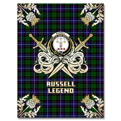 Russell Modern Tartan Gold Courage Symbol Blanket