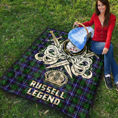 Russell Modern Tartan Crest Legend Gold Royal Premium Quilt