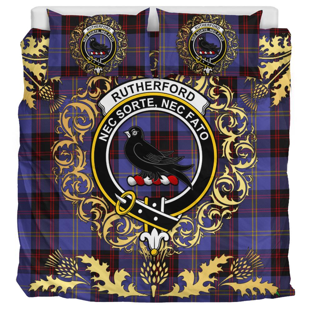 Rutherford Tartan Crest Bedding Set - Golden Thistle Style