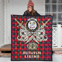 Ruthven Modern Tartan Crest Legend Gold Royal Premium Quilt