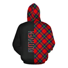 Ruthven Modern Tartan Hoodie Half of Me - Cross Style