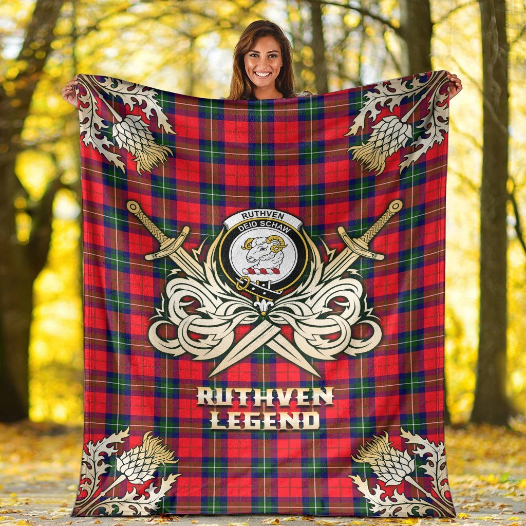 Ruthven Modern Tartan Gold Courage Symbol Blanket
