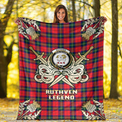 Ruthven Modern Tartan Gold Courage Symbol Blanket