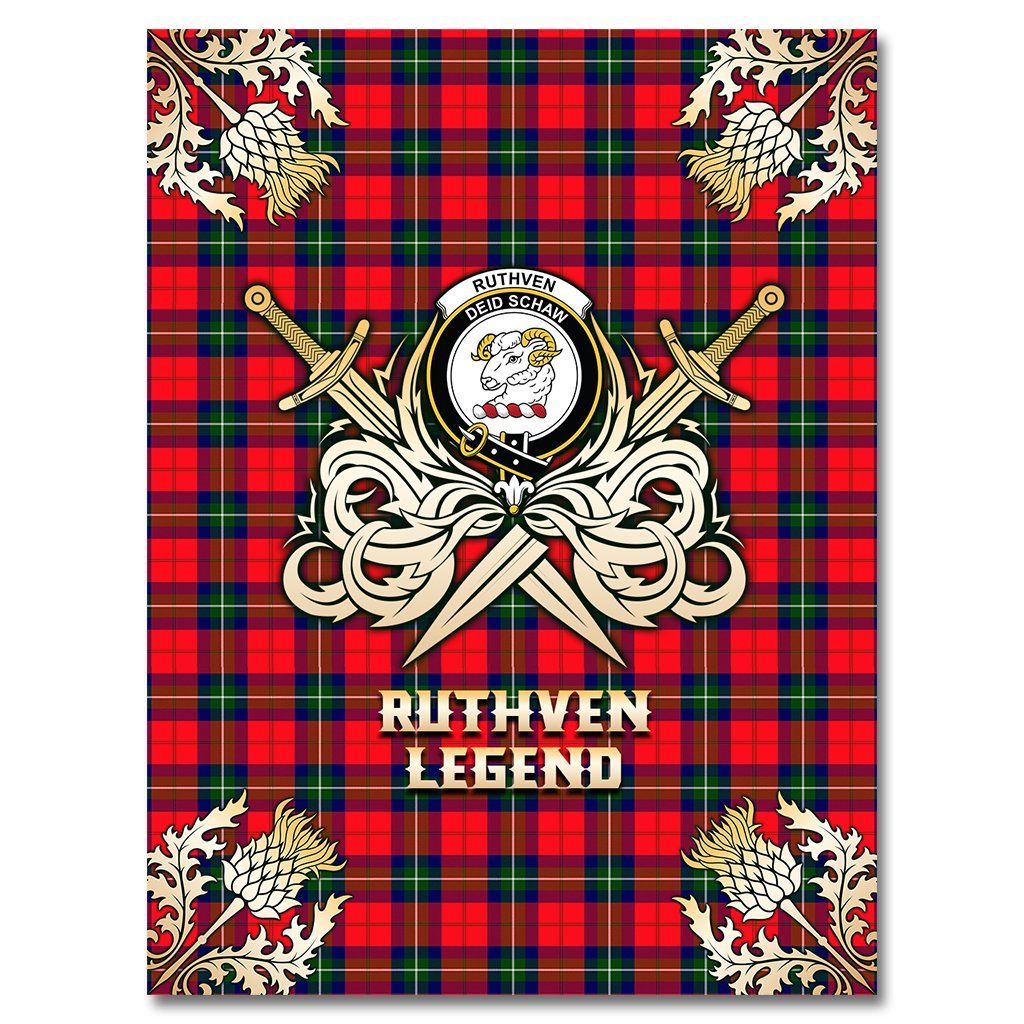 Ruthven Modern Tartan Gold Courage Symbol Blanket