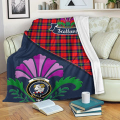 Ruthven Tartan Crest Premium Blanket - Thistle Style