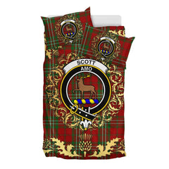 Scott 01 Tartan Crest Bedding Set - Golden Thistle Style