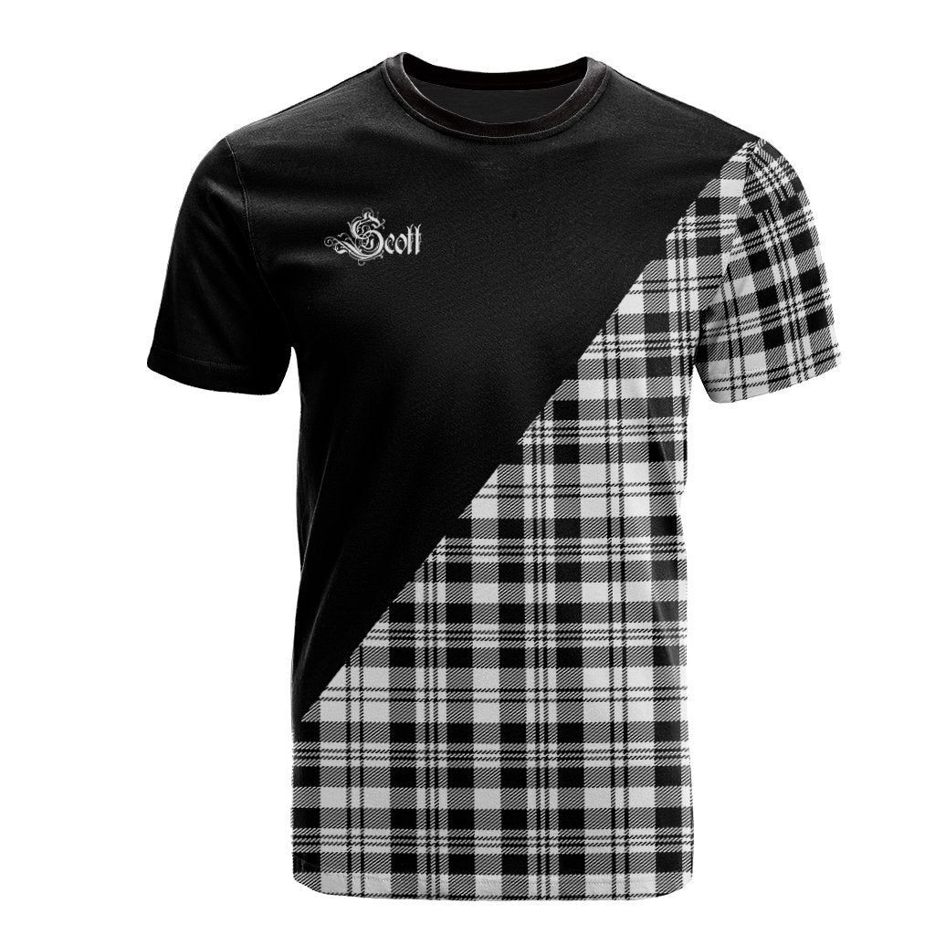 Scott Black White Modern Tartan - Military T-Shirt