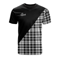 Scott Black White Modern Tartan - Military T-Shirt