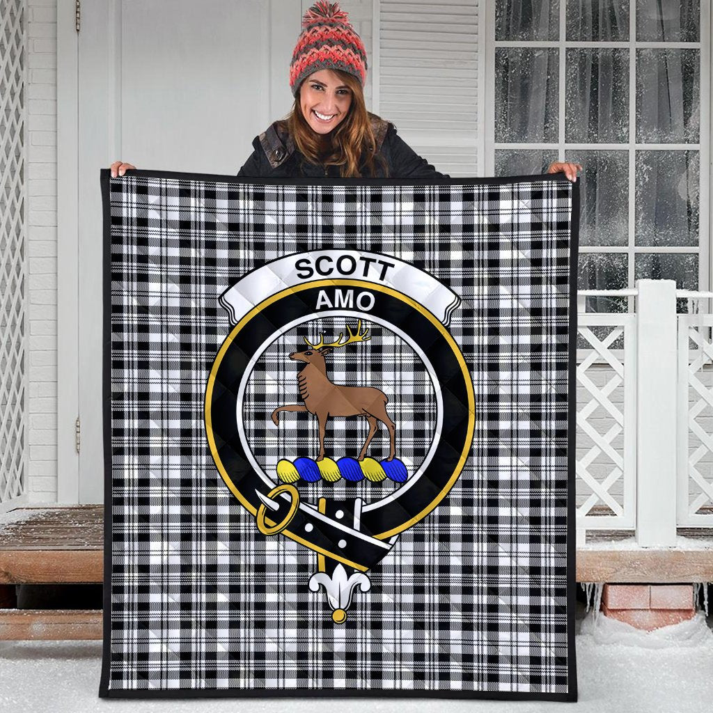 Scott Black White Modern Tartan Crest Quilt