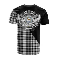 Scott Black White Modern Tartan - Military T-Shirt