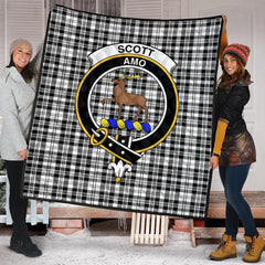 Scott Black White Modern Tartan Crest Quilt