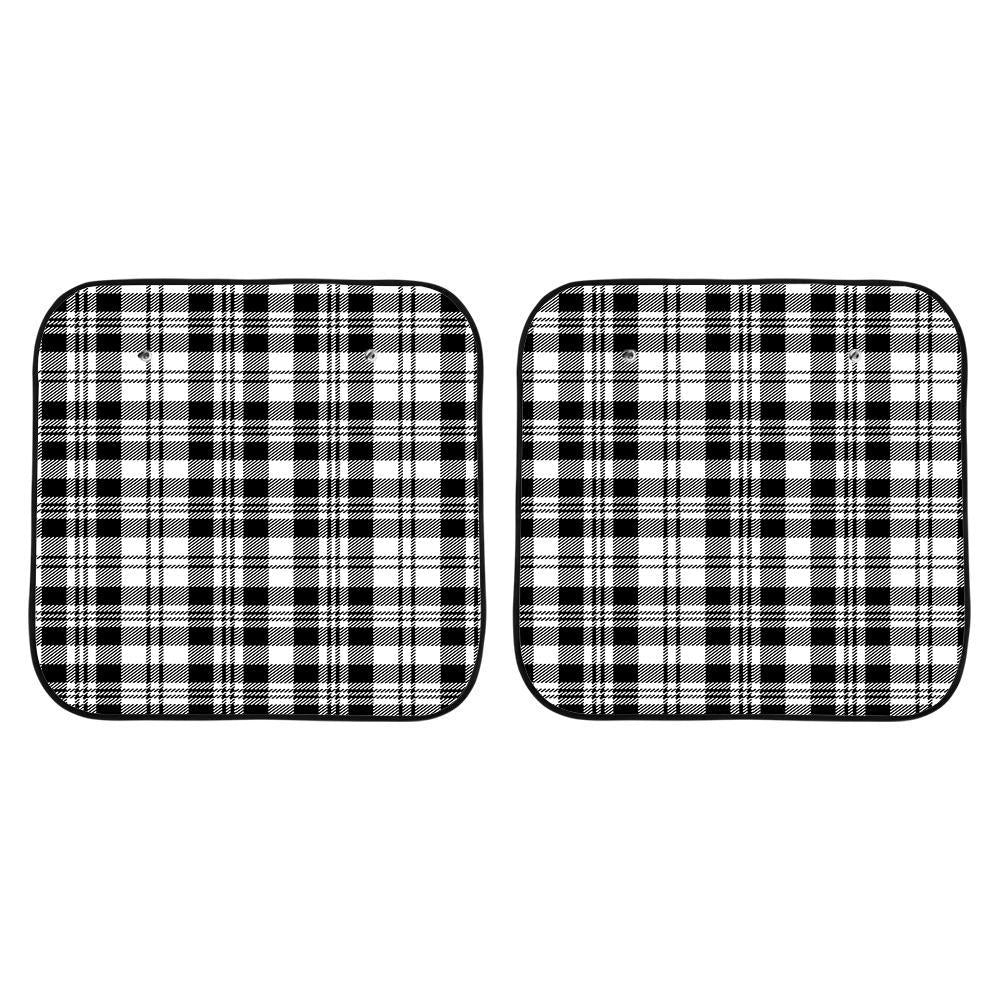 Scott Black White Modern Tartan Car Sun Shade - 2 Pieces