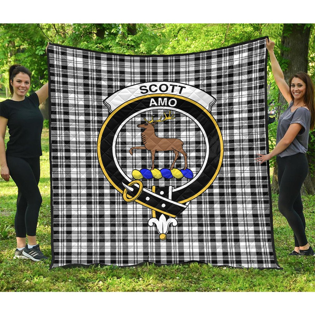 Scott Black White Modern Tartan Crest Quilt