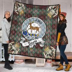Scott Brown Ancient Tartan Crest Premium Quilt - Gold Thistle Style