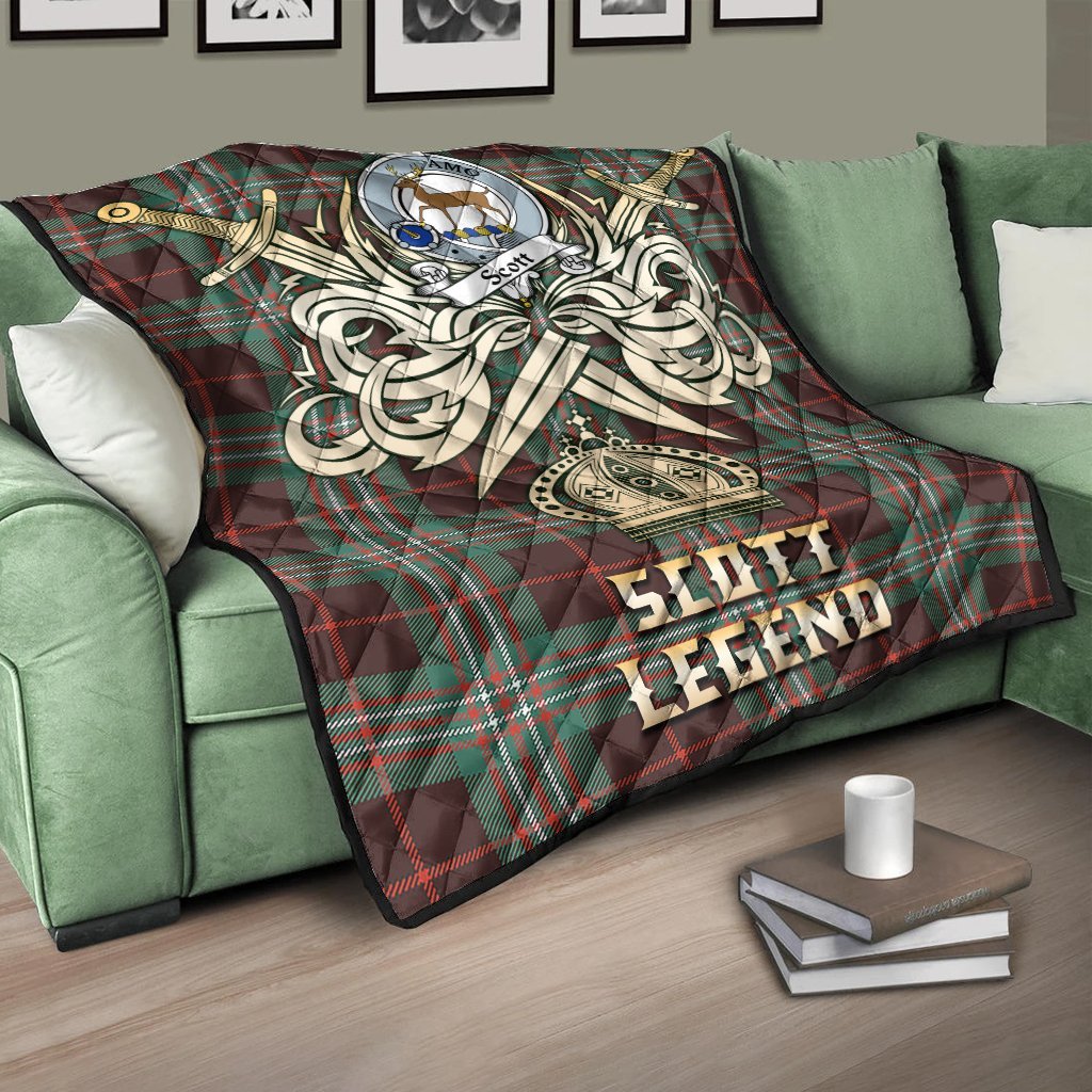 Scott Brown Ancient Tartan Crest Legend Gold Royal Premium Quilt