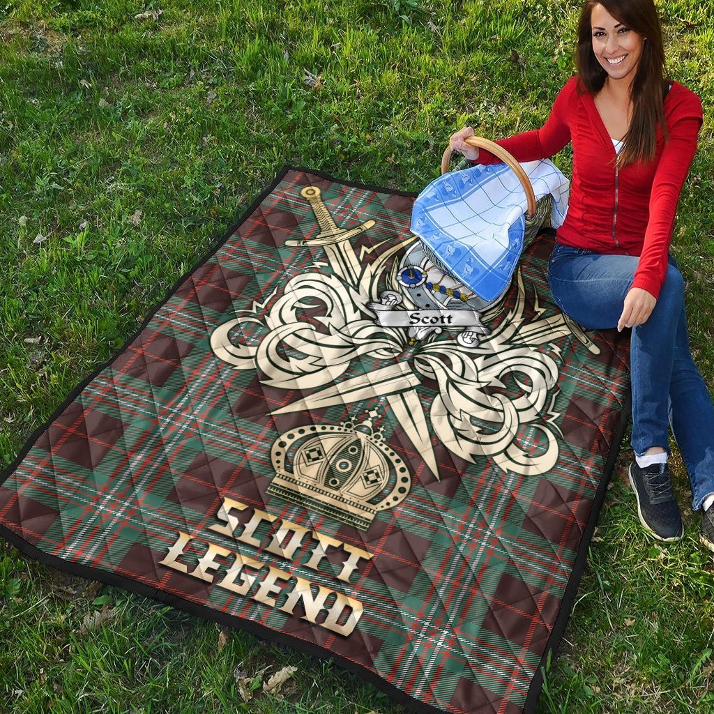 Scott Brown Ancient Tartan Crest Legend Gold Royal Premium Quilt