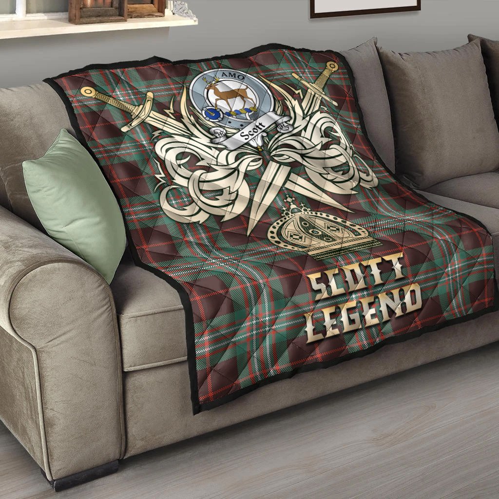 Scott Brown Ancient Tartan Crest Legend Gold Royal Premium Quilt