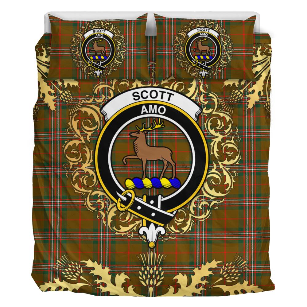 Scott Brown Modern Tartan Crest Bedding Set - Golden Thistle Style