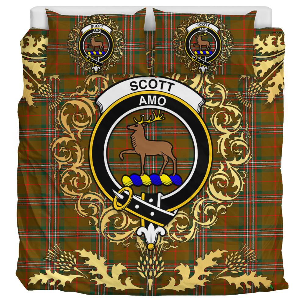 Scott Brown Modern Tartan Crest Bedding Set - Golden Thistle Style