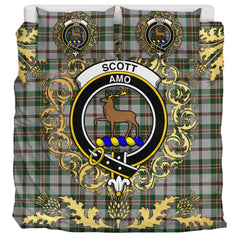 Scott Dress 02 Tartan Crest Bedding Set - Golden Thistle Style