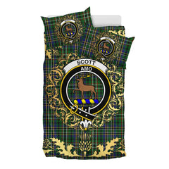 Scott Green 01 Tartan Crest Bedding Set - Golden Thistle Style