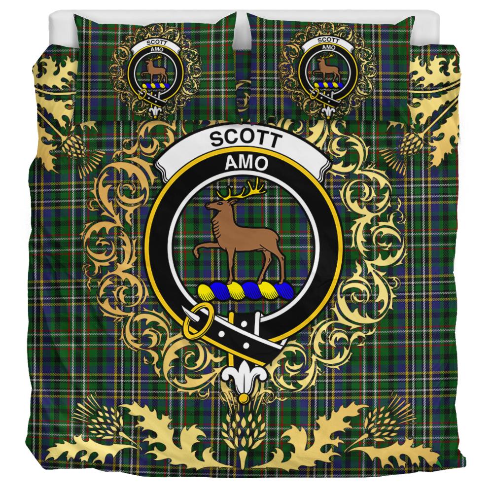 Scott Green 01 Tartan Crest Bedding Set - Golden Thistle Style
