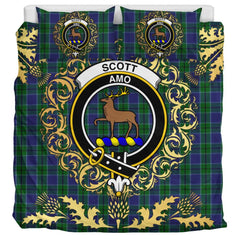 Scott Green 02 Tartan Crest Bedding Set - Golden Thistle Style