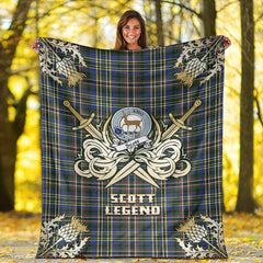 Scott Green Modern Tartan Gold Courage Symbol Blanket