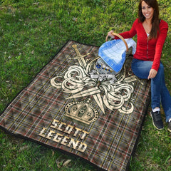 Scott Green Weathered Tartan Crest Legend Gold Royal Premium Quilt