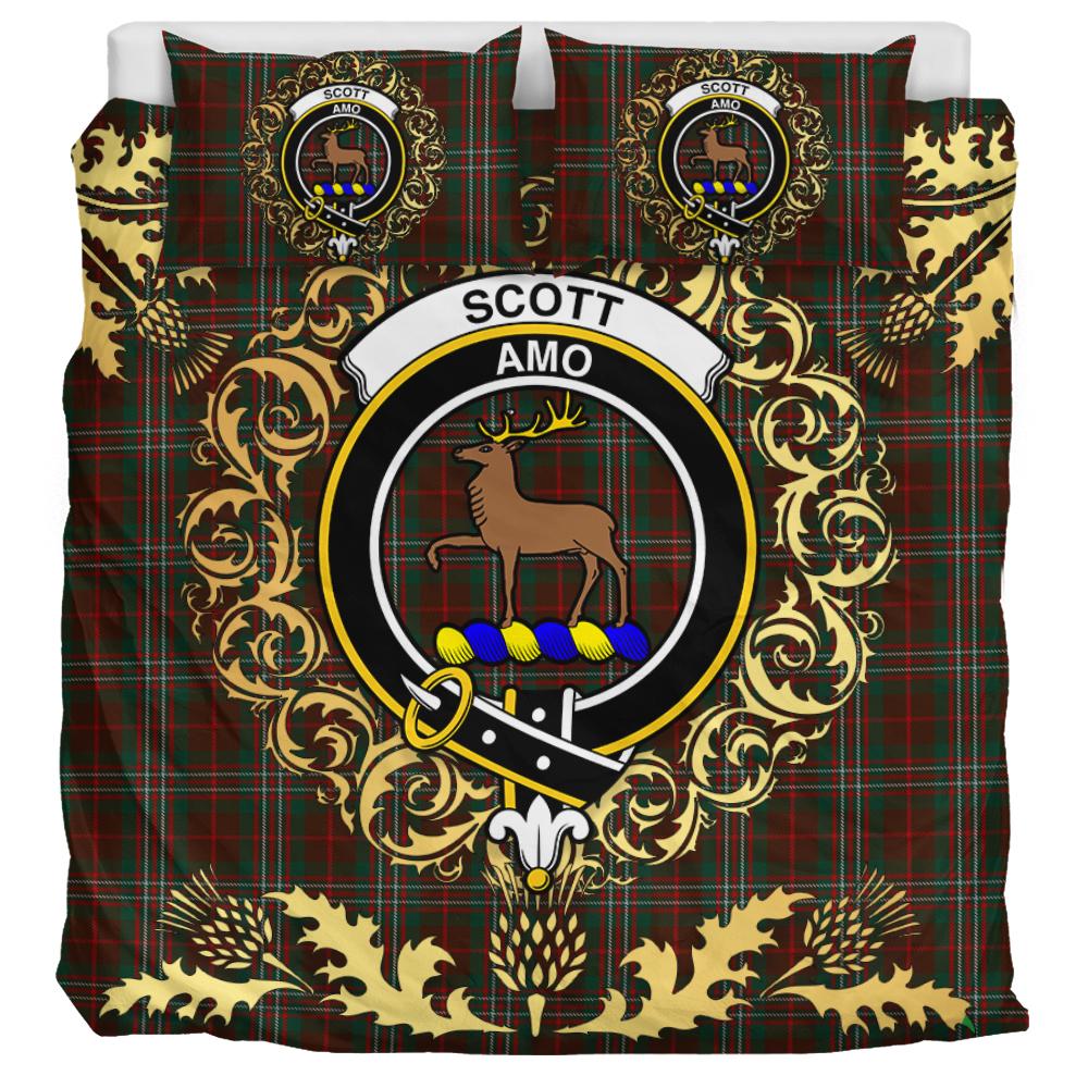 Scott Hunting 01 Tartan Crest Bedding Set - Golden Thistle Style