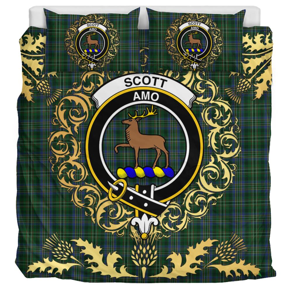 Scott Hunting 02 Tartan Crest Bedding Set - Golden Thistle Style