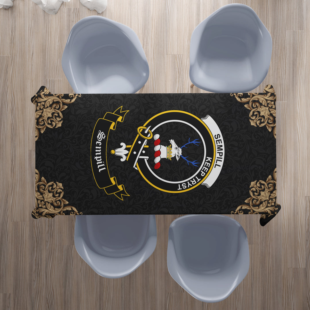 Sempill (or Semple) Crest Tablecloth - Black Style