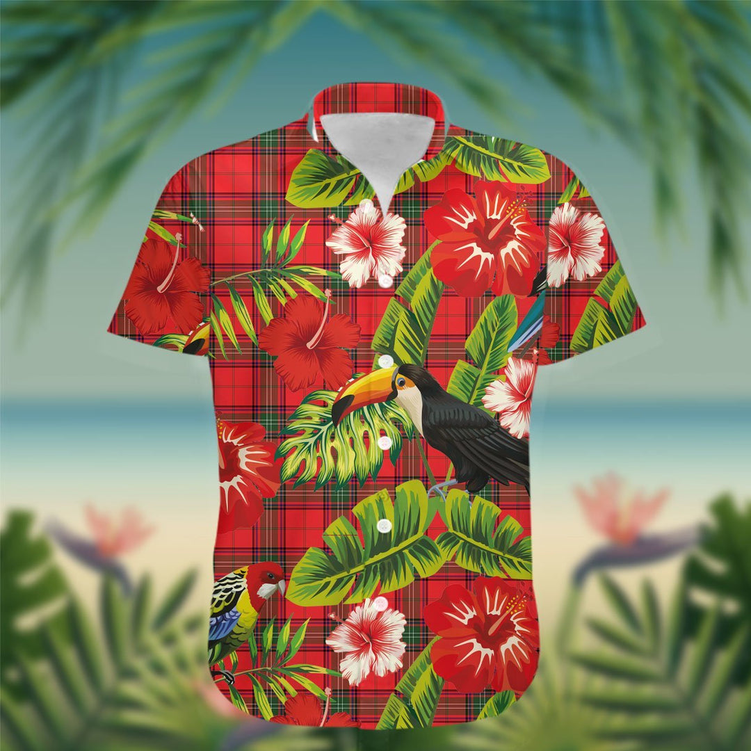 Seton Tartan Hawaiian Shirt Hibiscus, Coconut, Parrot, Pineapple - Tropical Garden Shirt