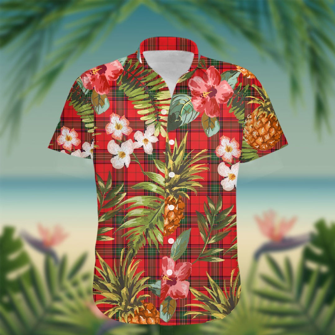 Seton Tartan Hawaiian Shirt Hibiscus, Coconut, Parrot, Pineapple - Tropical Garden Shirt