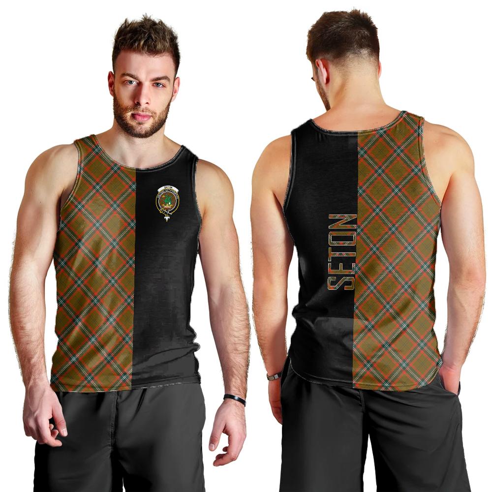 Seton Hunting Modern Tartan Crest Men's Tank Top - Cross Style