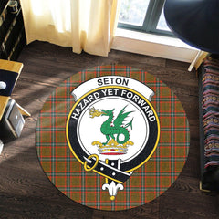 Seton Hunting Modern Tartan Crest Round Rug