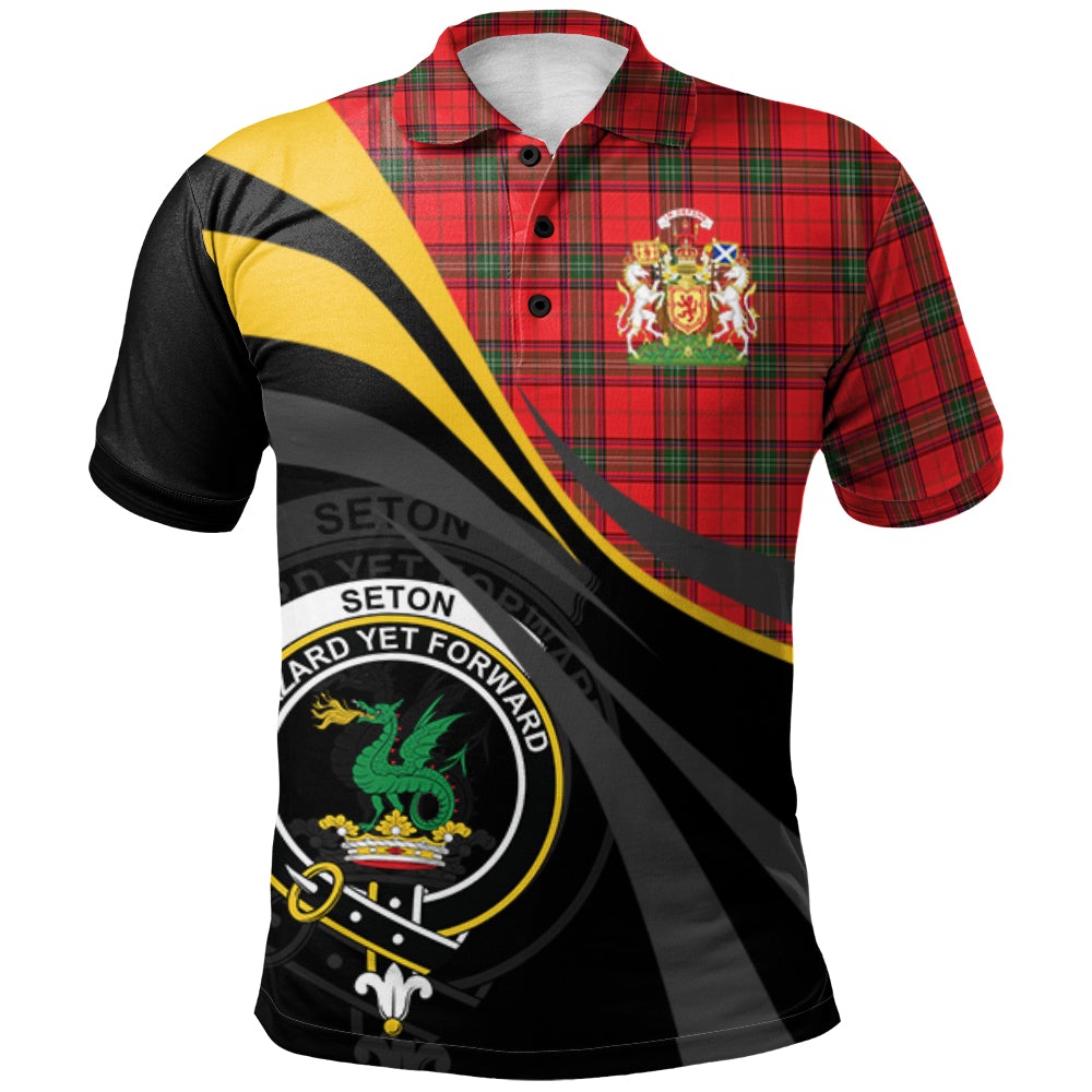 Seton Modern Tartan Polo Shirt - Royal Coat Of Arms Style
