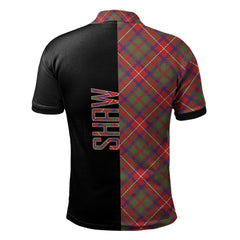 Shaw Red Modern Tartan Polo Shirt Half of Me - Cross Style