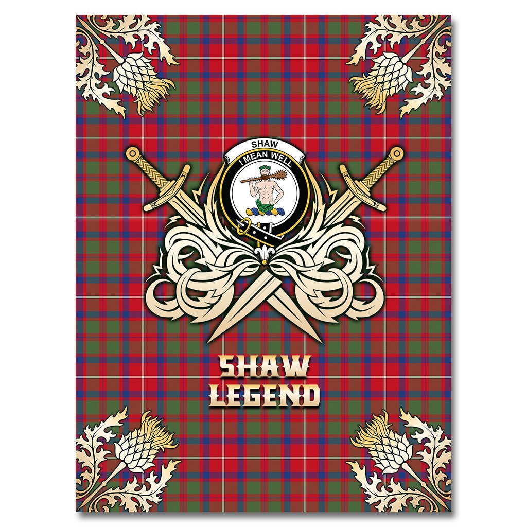 Shaw Red Modern Tartan Gold Courage Symbol Blanket