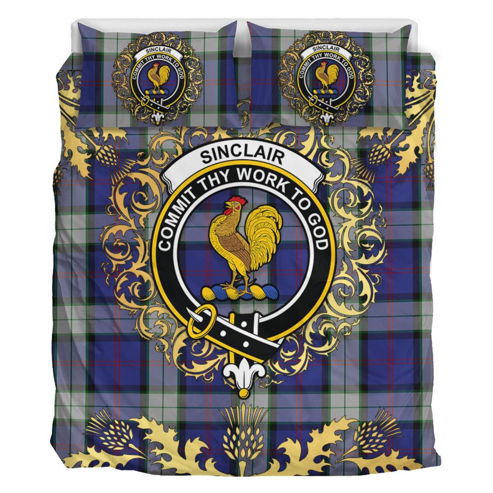 Sinclair Dress Tartan Crest Bedding Set - Golden Thistle Style