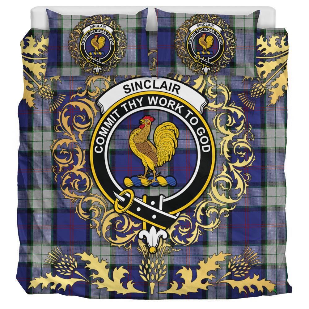 Sinclair Dress Tartan Crest Bedding Set - Golden Thistle Style