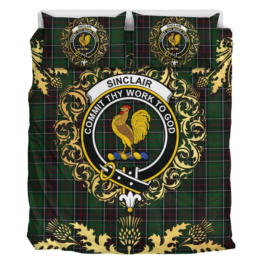 Sinclair Hunting 01 Tartan Crest Bedding Set - Golden Thistle Style