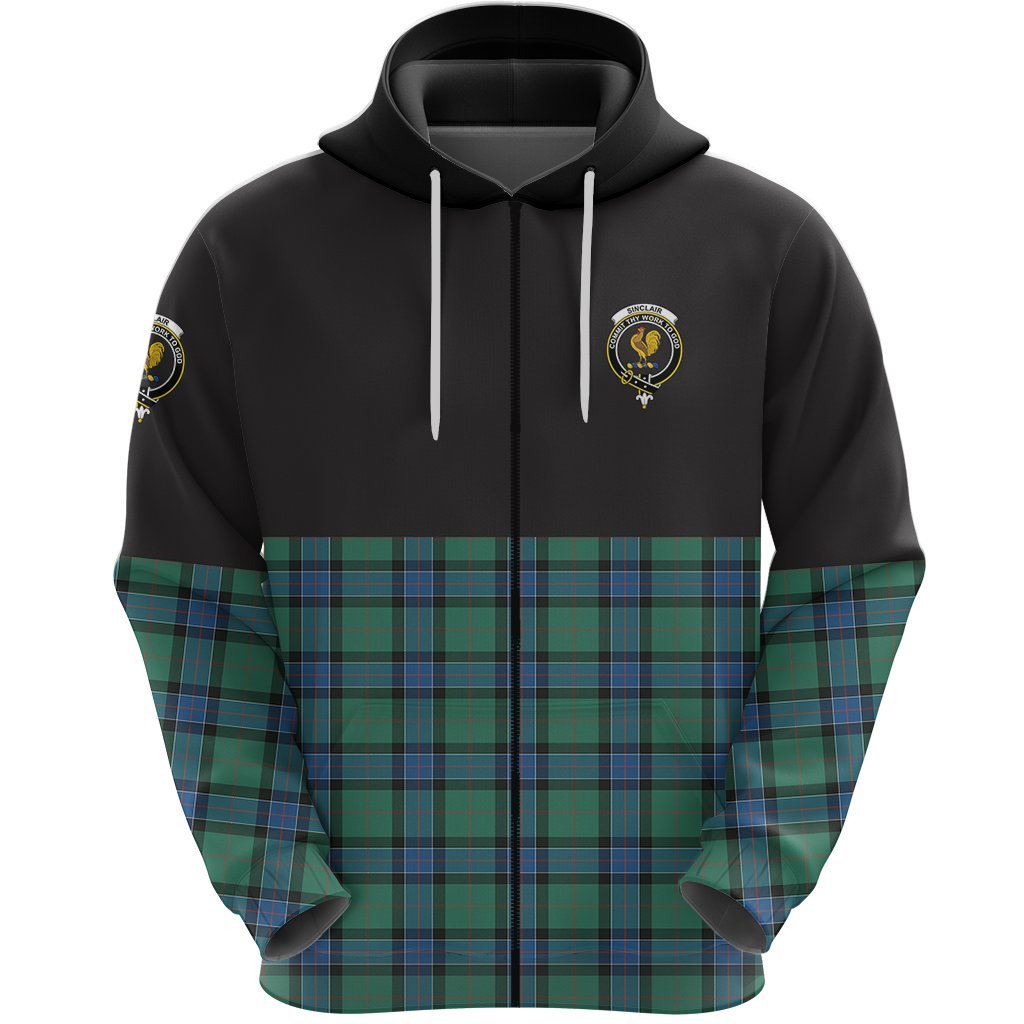Sinclair Hunting Ancient Clan Half Of Tartan Zipper Hoodie