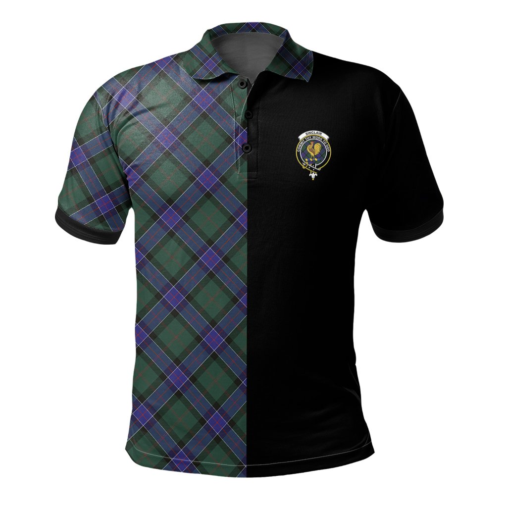 Sinclair Hunting Modern Tartan Polo Shirt Half of Me - Cross Style