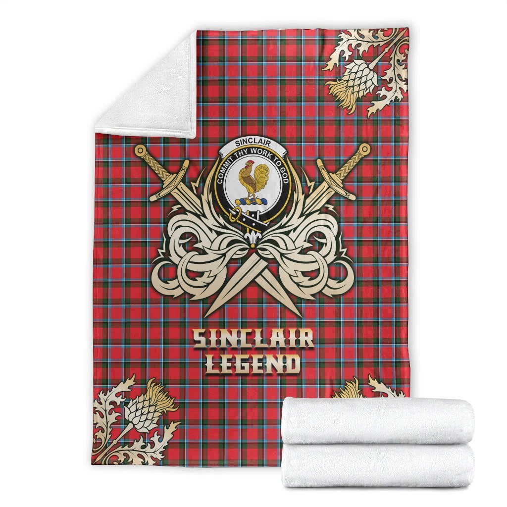 Sinclair Modern Tartan Gold Courage Symbol Blanket