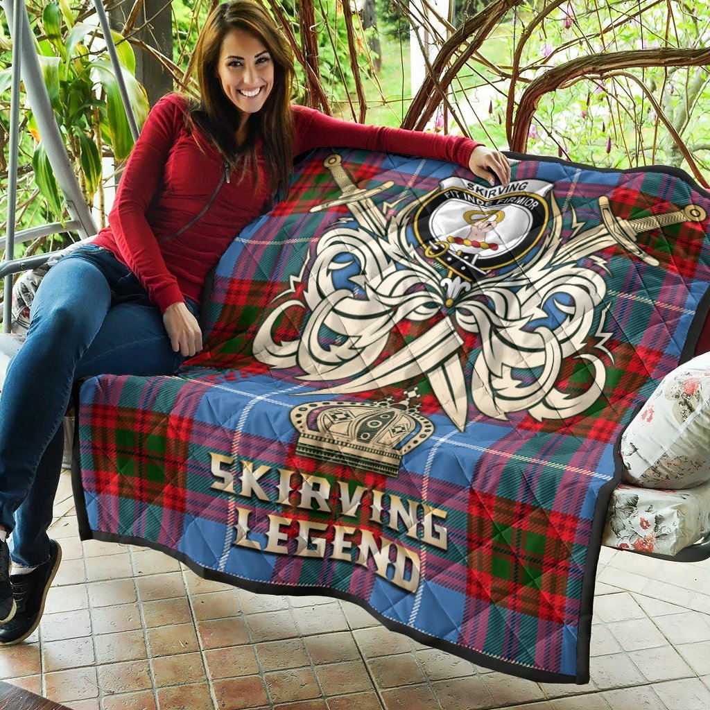 Skirving Tartan Crest Legend Gold Royal Premium Quilt