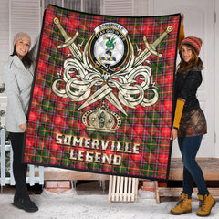 Somerville Modern Tartan Crest Legend Gold Royal Premium Quilt