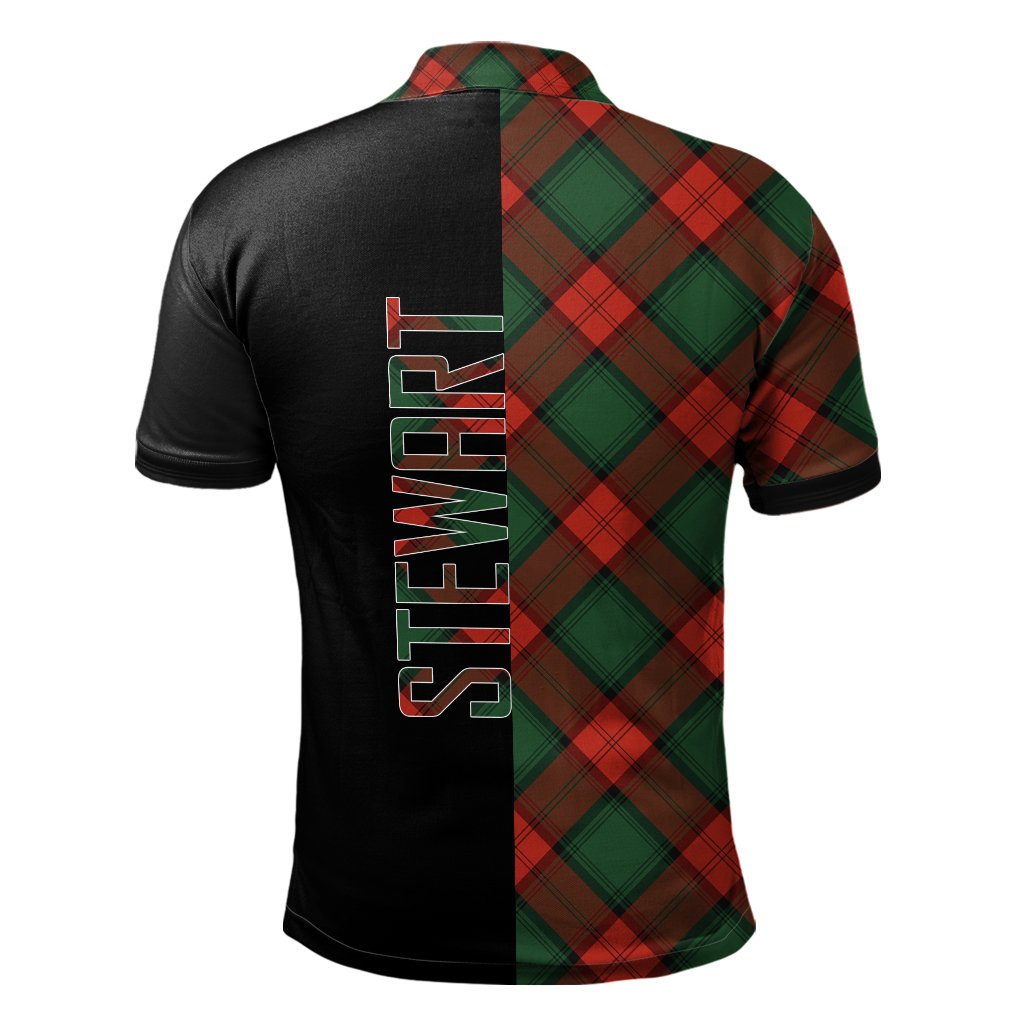 Stewart Atholl Modern Tartan Polo Shirt Half of Me - Cross Style
