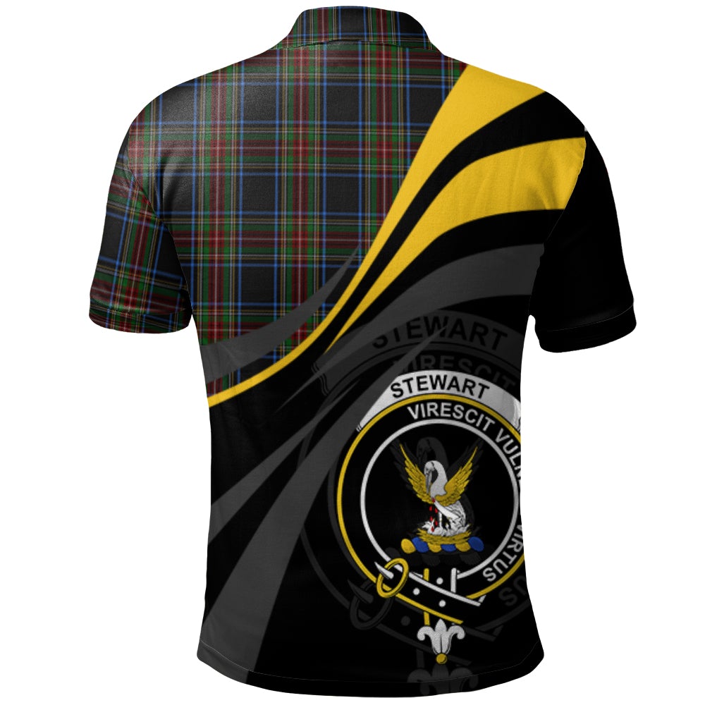 Stewart Black 02 Tartan Polo Shirt - Royal Coat Of Arms Style