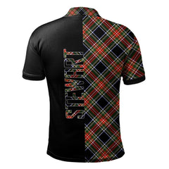 Stewart Black Tartan Polo Shirt Half of Me - Cross Style